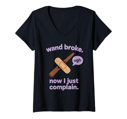 Damen Weltliche Hexe, ironischer Kristall, skeptische Mondphasen, Keine Zaubersprüche T-Shirt mit V-Ausschnitt von Witchy Aesthetic Non Believer Crystal Skeptic Woo
