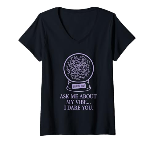 Damen Weltliche Hexe, ironischer Kristall, skeptische Mondphasen, Keine Zaubersprüche T-Shirt mit V-Ausschnitt von Witchy Aesthetic Non Believer Crystal Skeptic Woo