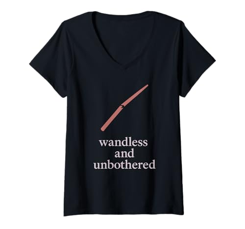 Damen Weltliche Hexe, ironischer Kristall, skeptische Mondphasen, Keine Zaubersprüche T-Shirt mit V-Ausschnitt von Witchy Aesthetic Non Believer Crystal Skeptic Woo