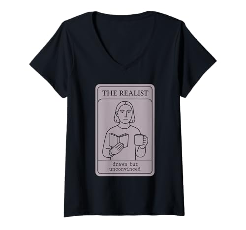Damen Weltliche Hexe, ironischer Kristall, skeptische Mondphasen, Keine Zaubersprüche T-Shirt mit V-Ausschnitt von Witchy Aesthetic Non Believer Crystal Skeptic Woo