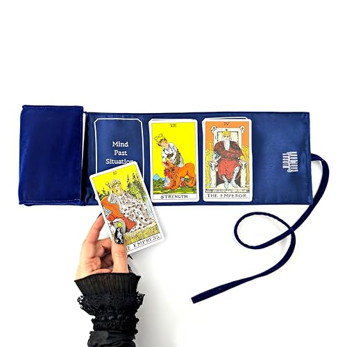 Witchy Cauldron Tarotfolie und Tasche, Satin-Tarot-Aufbewahrung und Spreizmuster-Halter (Königsblau) von Witchy Cauldron