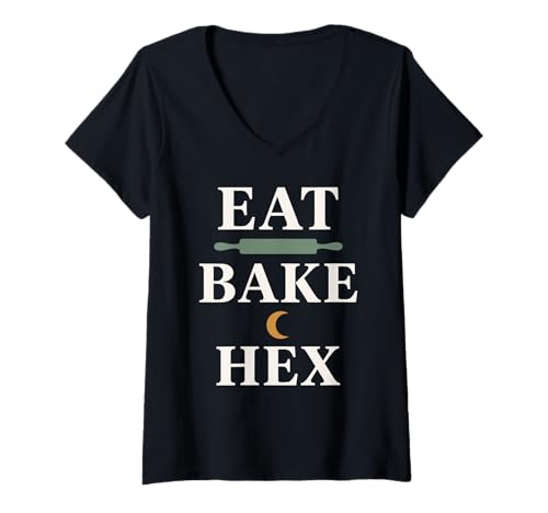 Damen Kitchen Witch Herbs Magic Moonlight Cooking Pagan Vibes T-Shirt mit V-Ausschnitt Damen Kitchen Witch Herbs Magic Moonlight Cooking Pagan Vibes T-Shirt mit V-Ausschnitt von Witchy Cozy Stirring Herbal Witchcraft Powered Tee