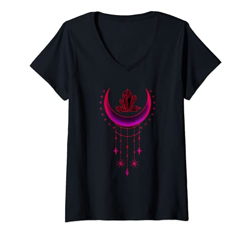Damen Witchy Gothic Halbmondkristalle T-Shirt mit V-Ausschnitt Damen Witchy Gothic Halbmondkristalle T-Shirt mit V-Ausschnitt von Witchy Gothic