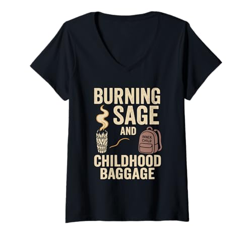 Damen Shadow Work Spiritueller Humor Emotional Healing Inner Child T-Shirt mit V-Ausschnitt von Witchy Therapy Mental Health Motivation Gift
