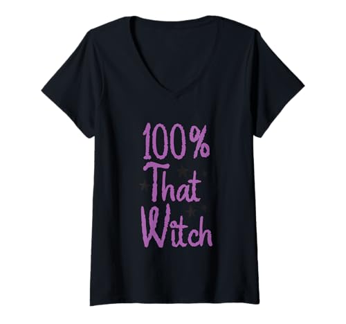 Damen 100% Diese Hexen-Halloween-Kostüm-Idee T-Shirt mit V-Ausschnitt Damen 100% Diese Hexen-Halloween-Kostüm-Idee T-Shirt mit V-Ausschnitt von Witchy Vibes Halloween Magic Apparel