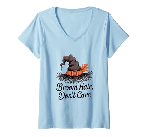 Damen Besen Haar Don't Care Lustige Hexe Halloween T-Shirt mit V-Ausschnitt Damen Besen Haar Don't Care Lustige Hexe Halloween T-Shirt mit V-Ausschnitt von Witchy Vibes and Spooky Times Apparel Co.