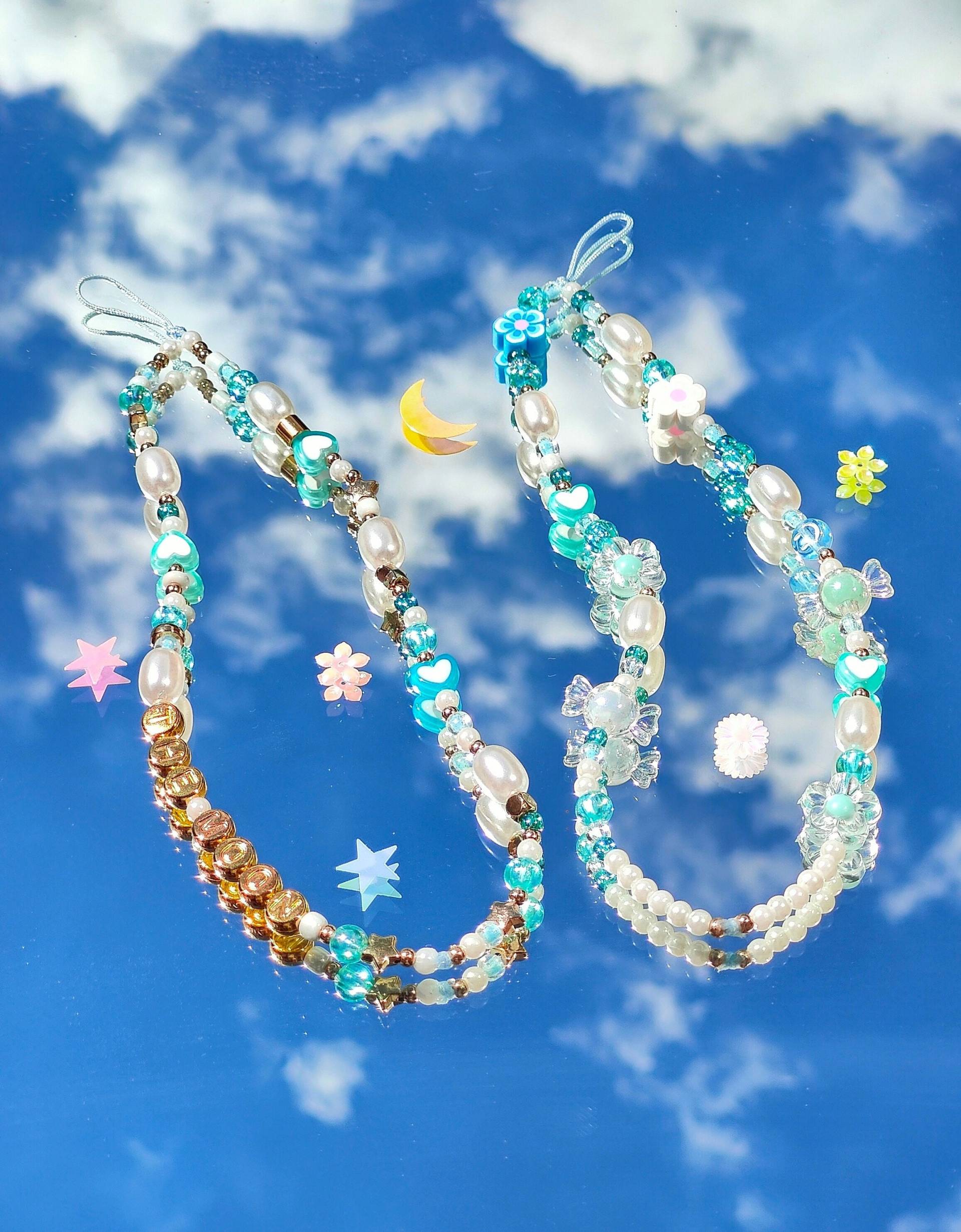 Handykette "Blue Moon"/Schlüsselanhänger Diy Perlen von WitchyPearls