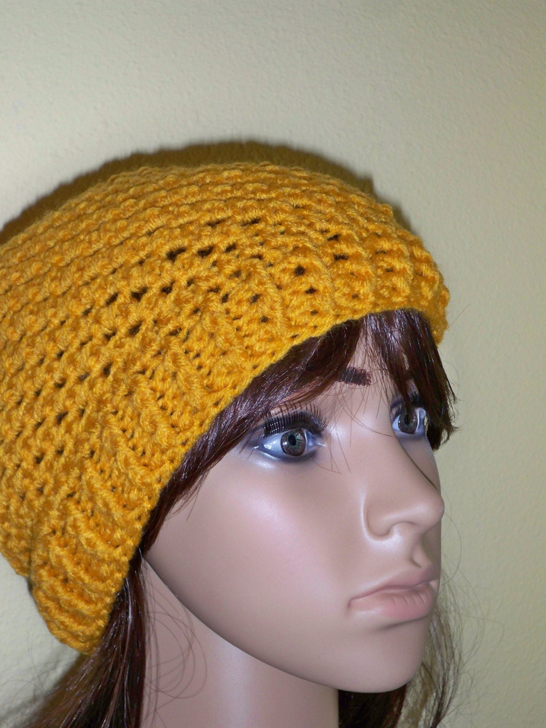 Senf Gelb Zwei Stich Beanie Senf Gelb Zwei Stich Beanie von WithHopeandLove