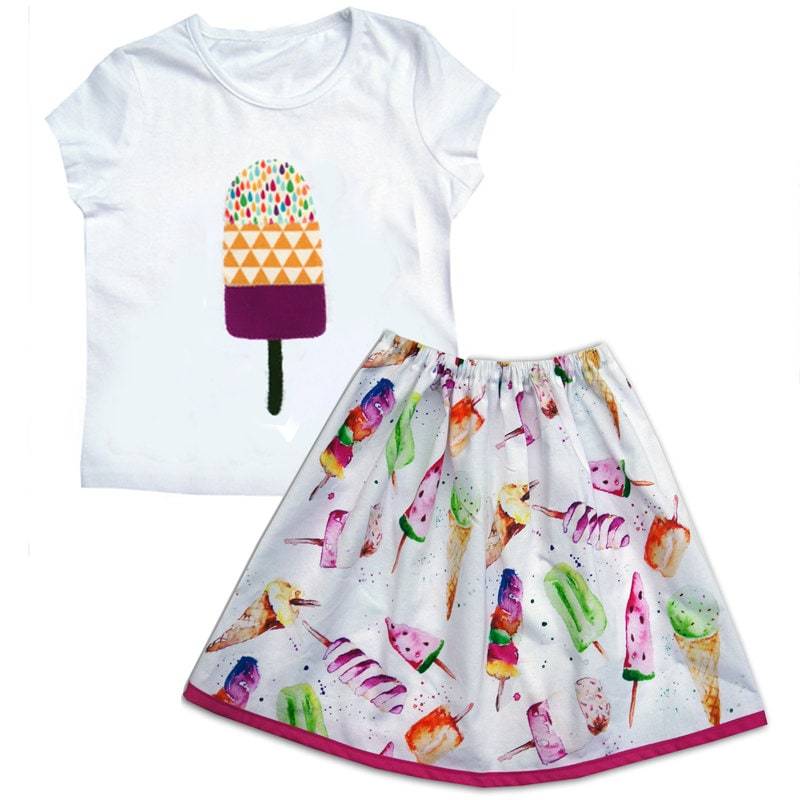 Mädchen Eis Am Stiel Rock Und T-Shirt Outfit, Mädchenkleidung, Kleinkindkleidung, Baby-Kleidung von WithHugsandKisses
