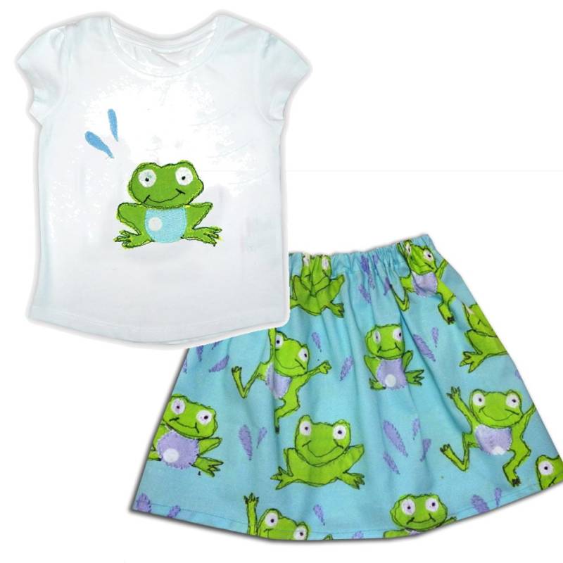 Mädchen Frosch Rock Und T-Shirt, Mädchen-T-Shirt, Kleinkind-Kleidung, Geschenk Für Mädchen, Sommerkleidung von WithHugsandKisses