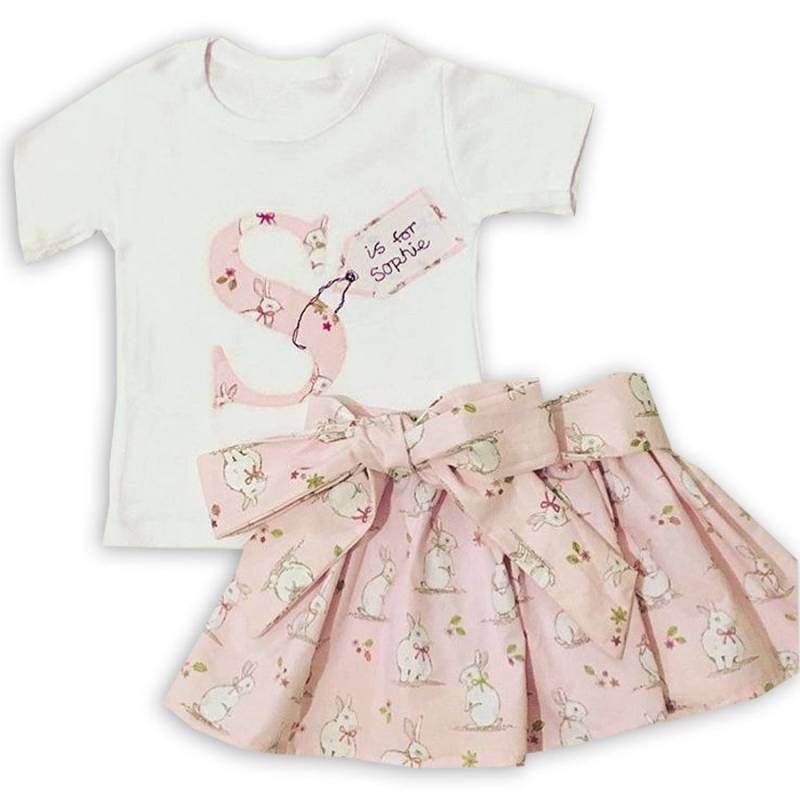 Mädchens Personalisierter Kaninchenrock Und T-Shirt Outfit, Osterkleidung, Ostern Babykleidung Für Mädchen von WithHugsandKisses