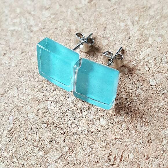 Mosaik Glas Fliesen Ohrringe in Aqua Blau Ohrstecker Handgemachte Frühlingsgeschenk - Kostenloser Versand von WithLoveFromLiz