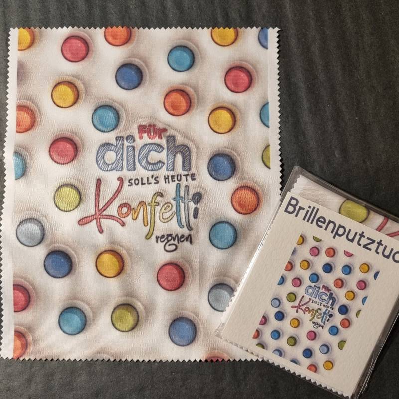 Brillenputztuch Geburtstag Konfetti Selbst Bedruckt Sublimation Display Glasreinigung von WithLovebySchimmels