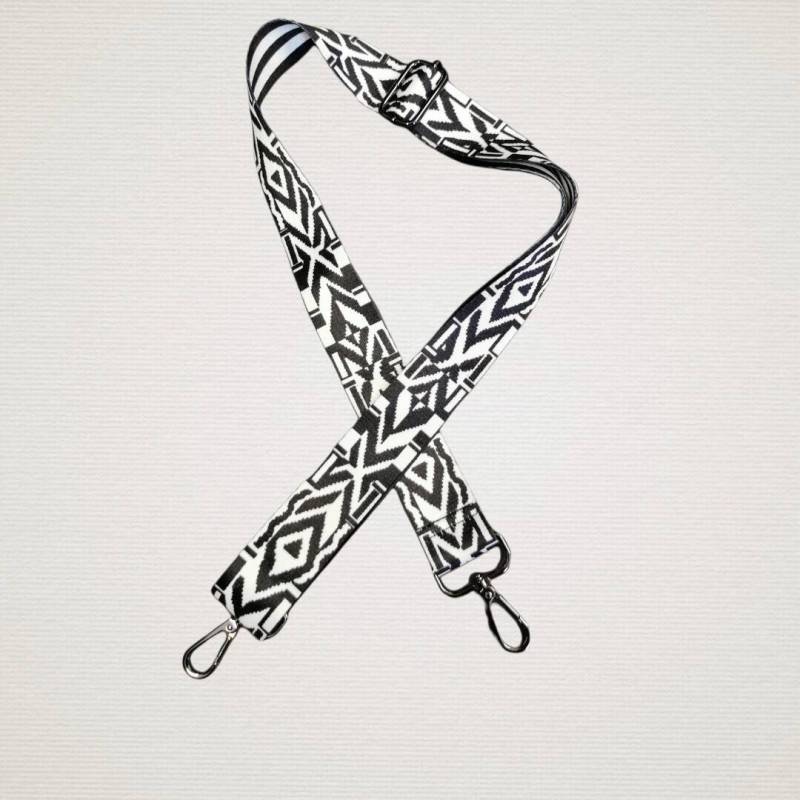 Gurtband Schwarz/Weiß Silber Wechselgurt Taschengurt Für Taschen, Bauchtaschen, Boho von WithLovebySchimmels