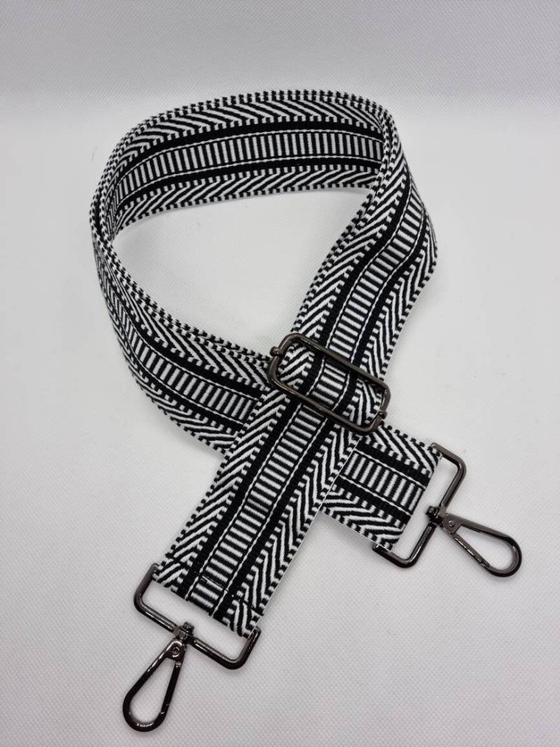Gurtband Schwarz Silber Streifen Wechselgurt Taschengurt Für Taschen, Bauchtaschen, 5cm, 80-140cm von WithLovebySchimmels