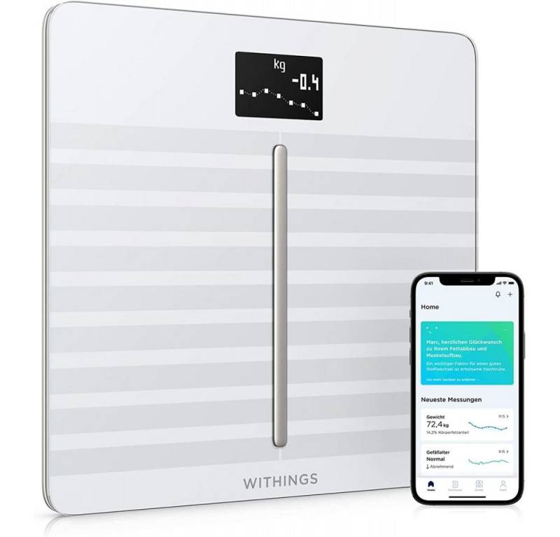 Withings Körper-Analyse-Waage Body Cardio - Körper-Analyse-Waage - WLAN - BMI - Körperfett - white von Withings