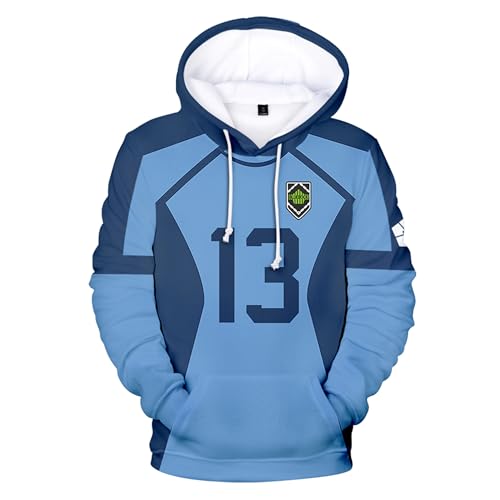 Witorya Anime Blue Lock Hoodie Isagi Yoichi Cosplay Hoodie 3D-Gedruckter Manga Langarm-Sweatshirt Pullover für Männer Frauen von Witorya