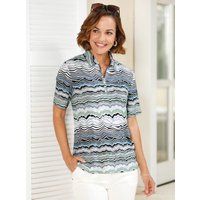 Witt Weiden Damen Poloshirt lindgrün-bleu-bedruckt von Witt