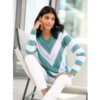 Witt Damen V-Ausschnitt-Pullover im Ajour-Muster, salbei-gemustert von Witt