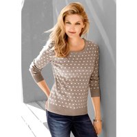 Witt Weiden Damen Strickpullover taupe-weiß-getupft von Witt