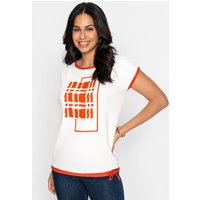 Witt Weiden Damen Rundhalsshirt ecru-orange-bedruckt von Witt