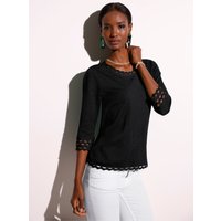 Witt Damen 3/4 Arm-Pullover mit dezentem Glanz, schwarz von Witt