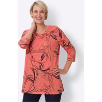 Witt Weiden Damen Longshirt koralle-schwarz-bedruckt von Witt