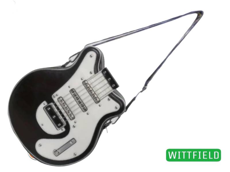 Neue Retro-Gitarrenförmige Crossbody-Tasche Trendige Nietendekoration, Pu-Material, Unisex, Leicht, Reißverschluss, Robust Neue Retro-Gitarrenförmige Crossbody-Tasche Trendige Nietendekoration, Pu-Material, Unisex, Leicht, Reißverschluss, Robust von Wittfeld