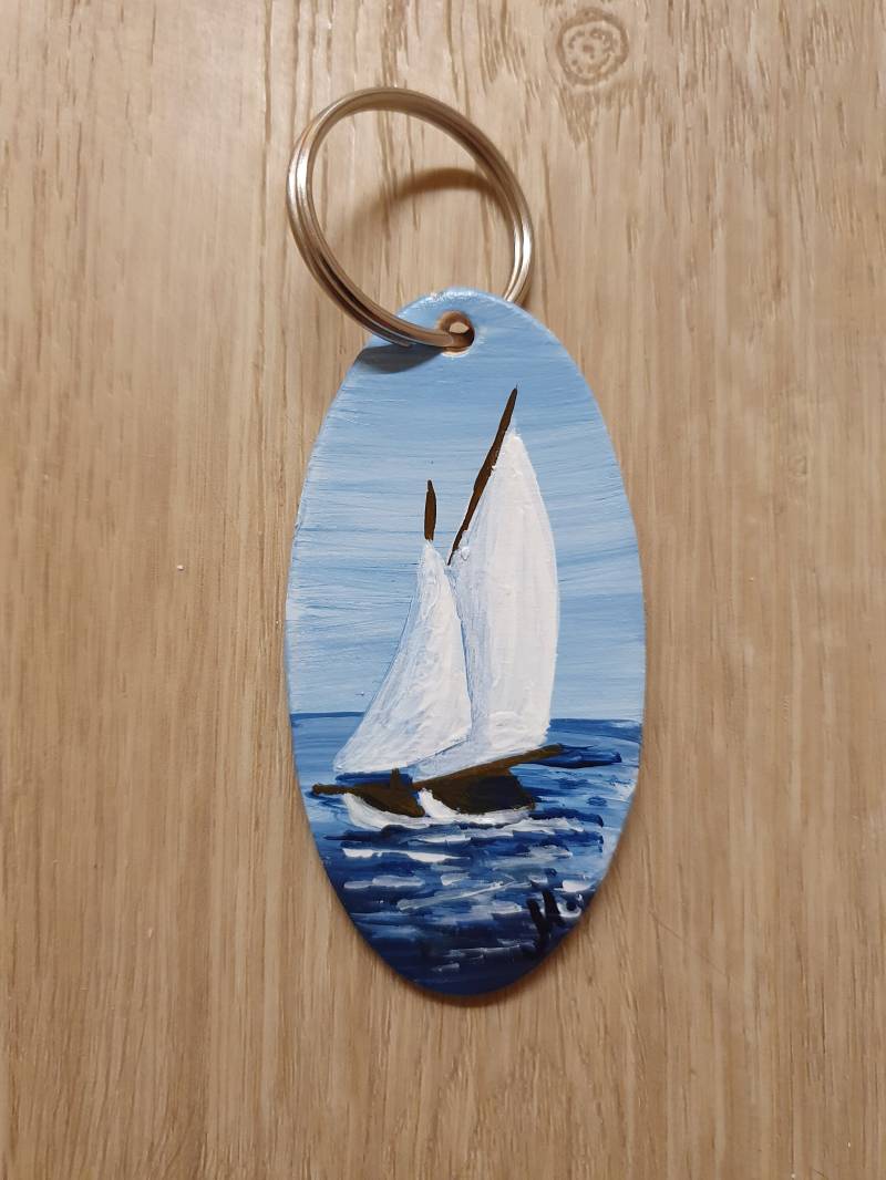 Handgemalter Schlüsselanhänger - Segelboot Unikat von WittisShop