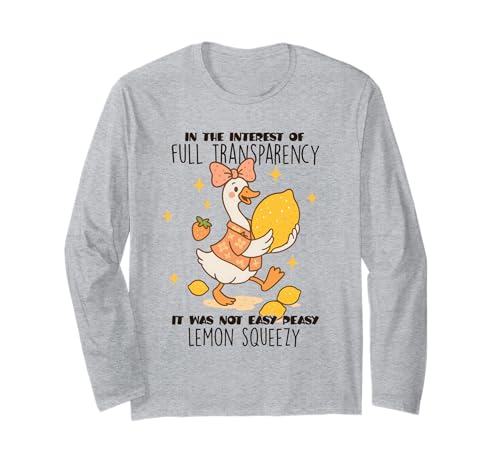 Lustiges Enten-Zitronenhemd Kawaii Süße Gans hält Zitrone Frauen Langarmshirt von Witty Duck Humor Farm Animal T-Shirt Co.