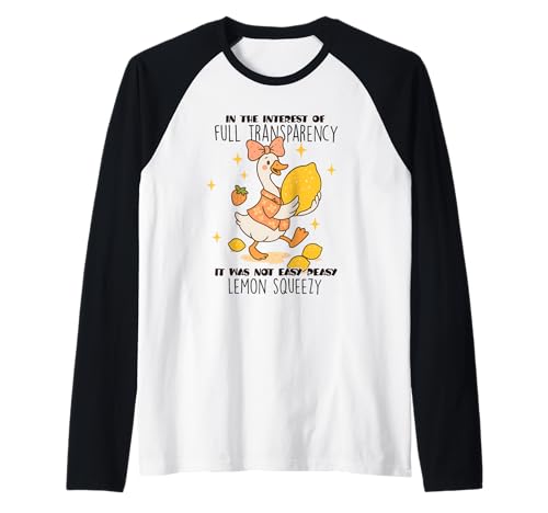 Lustiges Enten-Zitronenhemd Kawaii Süße Gans hält Zitrone Frauen Raglan von Witty Duck Humor Farm Animal T-Shirt Co.