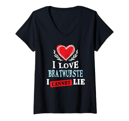 Damen Ich liebe Bratwurst Ich kann nicht lügen Lustiges Essen Humor Feinschmecker T-Shirt mit V-Ausschnitt Damen Ich liebe Bratwurst Ich kann nicht lügen Lustiges Essen Humor Feinschmecker T-Shirt mit V-Ausschnitt von Witty Food Lover Bratwurst Comfort Food Hungry