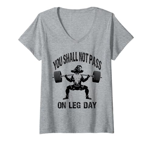 Damen Lustiges Fitness-Tanktop mit Aufschrift Shall Not Pass On Leg Day T-Shirt mit V-Ausschnitt Damen Lustiges Fitness-Tanktop mit Aufschrift Shall Not Pass On Leg Day T-Shirt mit V-Ausschnitt von Witty and Funny