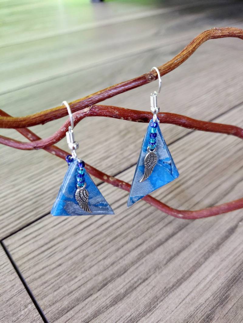 Blau - Silberne Ohrringe in Marmoroptik Blau - Silberne Ohrringe in Marmoroptik von WittyOwlCrafts