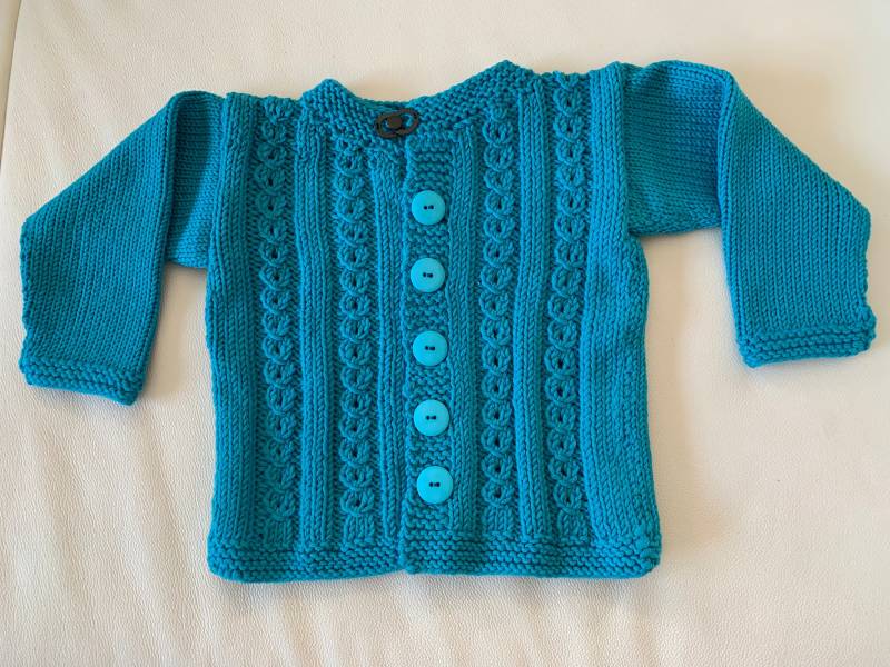 Babyjacke Aus 100 % Merinowolle in Größe 80/86 Blautürkis Babykleidung Babyoutfit Babyweste Babyparty Kinderkleidung Cardigan von WituCreativ