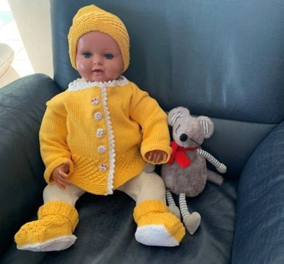 Gestricktes Babyset in Gelb Aus Baumwolle Größe 62/68 Babyjäckchen Babykleidung Babyoutfit Babyweste Babyparty Kinderkleidung Cardigan von WituCreativ