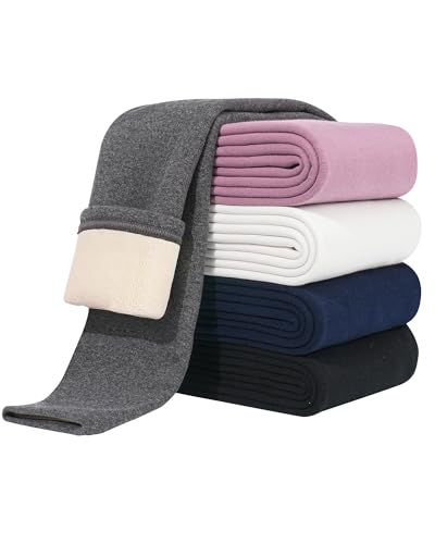 Witwot Gefütterte Leggings Mädchen Thermo Leggings Kinder Winter Warme Dicke Sherpa-Gefüttert Dunkelgrau 140-146 von Witwot