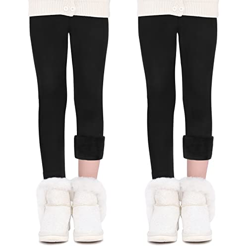 Witwot Thermoleggings Mädchen Gefüttert Warme Winter Dicke 2er-Pack Schwarz/Schwarz 152-158 von Witwot