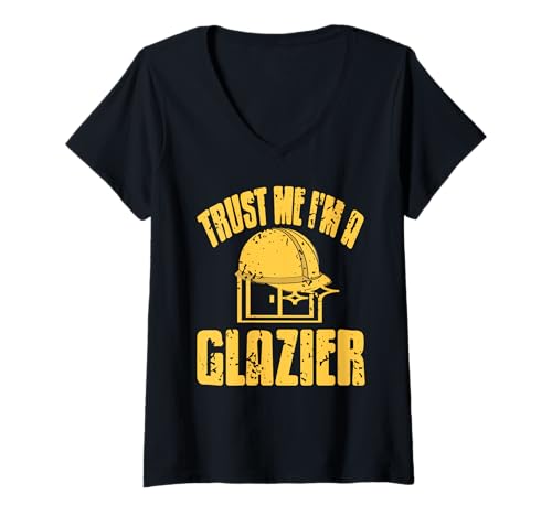 Damen Vertrau Mir Ich Bin EIN Glaser T-Shirt mit V-Ausschnitt von Witz Für Glasbau Profis Mit Stolz