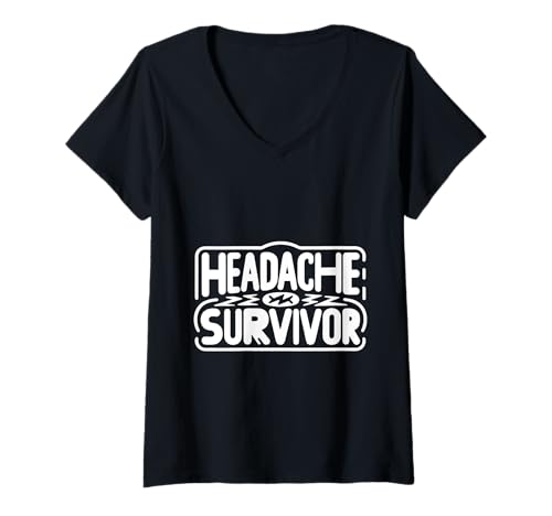 Damen Headache Survivor Schmerz Migränekampf |||- T-Shirt mit V-Ausschnitt Damen Headache Survivor Schmerz Migränekampf |||- T-Shirt mit V-Ausschnitt von Witz zum Überwinden von Kopfschmerzen