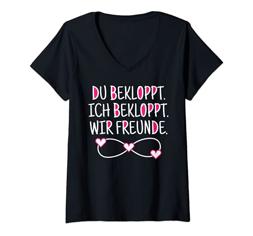 Damen Bekloppt Freunde Freundschaft BFF Statement Spruch T-Shirt mit V-Ausschnitt Damen Bekloppt Freunde Freundschaft BFF Statement Spruch T-Shirt mit V-Ausschnitt von Witzig Freundschaft Freund Freundin Bekloppt Spruc