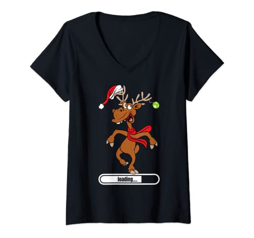 Damen Weihnachten Christbaumkugeln Rentier Weihnachtskugeln T-Shirt mit V-Ausschnitt Damen Weihnachten Christbaumkugeln Rentier Weihnachtskugeln T-Shirt mit V-Ausschnitt von Witzig Lustig Weihnachtsfeier Weihnachtsmotiv