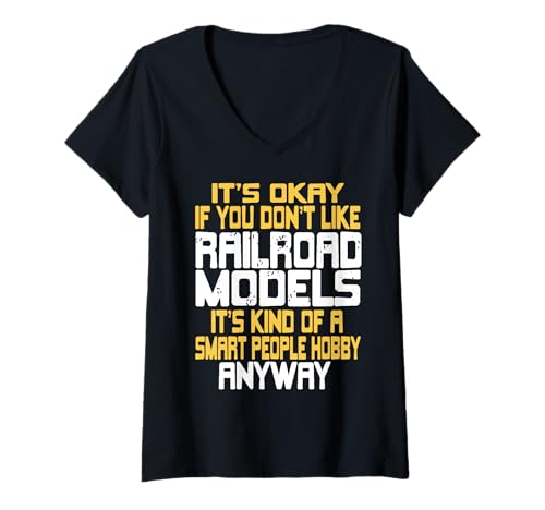 Damen Cleverer Modellbau für smarte Menschen Fan T-Shirt mit V-Ausschnitt Damen Cleverer Modellbau für smarte Menschen Fan T-Shirt mit V-Ausschnitt von Witzig Nerd Eisenbahn Miniatur Fans Szene