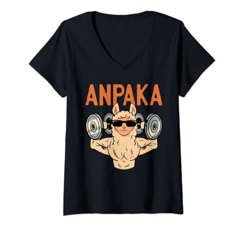 Damen Alpaka Motiv Sonnenbrille Fitness Pumper - Kraftsport Hantel T-Shirt mit V-Ausschnitt Damen Alpaka Motiv Sonnenbrille Fitness Pumper - Kraftsport Hantel T-Shirt mit V-Ausschnitt von Witzige Alpaka Motive Kraftsport Hanteltraining