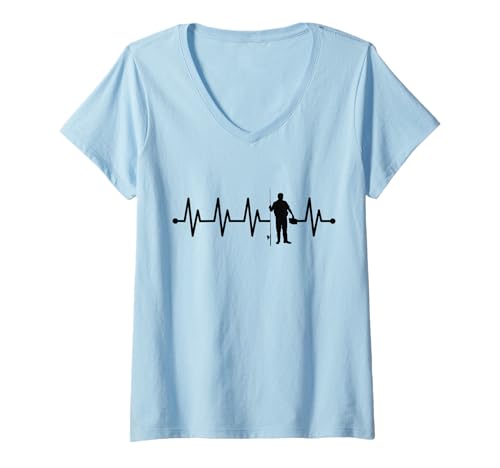 Damen Evolution die Entwicklung des Menschen zum Angler T-Shirt mit V-Ausschnitt Damen Evolution die Entwicklung des Menschen zum Angler T-Shirt mit V-Ausschnitt von Witzige Angel Designs für Angler & Fischer