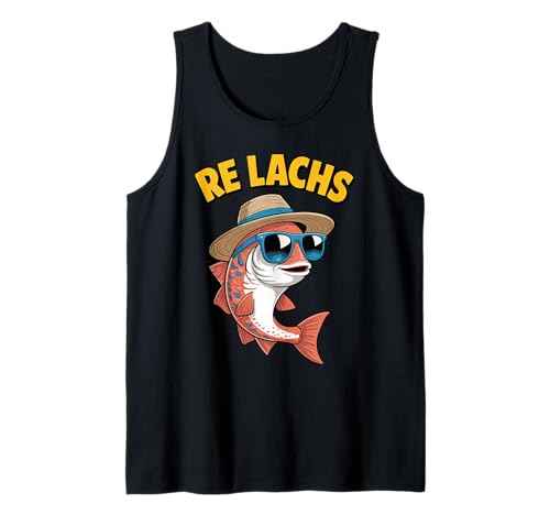 Angeln, Re Lachs, Herren Lustig Fischer Fisch Angler Tank Top von Witzige Angler Geschenke für Männer & Frauen