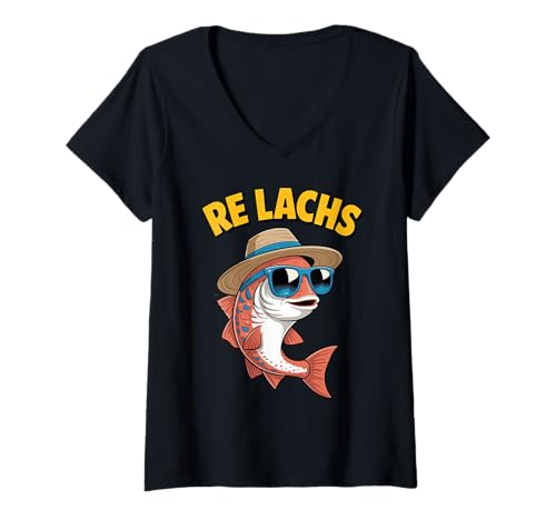 Damen Angeln, Re Lachs, Herren Lustig Fischer Fisch Angler T-Shirt mit V-Ausschnitt Damen Angeln, Re Lachs, Herren Lustig Fischer Fisch Angler T-Shirt mit V-Ausschnitt von Witzige Angler Geschenke für Männer & Frauen
