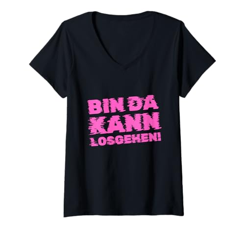 Damen bin da kann losgehen lustiger damen spruch T-Shirt mit V-Ausschnitt Damen bin da kann losgehen lustiger damen spruch T-Shirt mit V-Ausschnitt von Witzige Bin Da Kann Losgehen Sprüche & Geschenke
