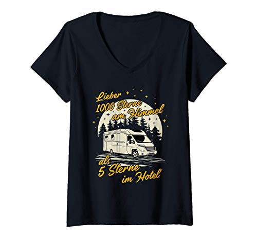 Damen Lieber 1000 Sterne am Himmel - Caravan Camper Wohnmobil T-Shirt mit V-Ausschnitt Damen Lieber 1000 Sterne am Himmel - Caravan Camper Wohnmobil T-Shirt mit V-Ausschnitt von Witzige Camping & Camper Shirts