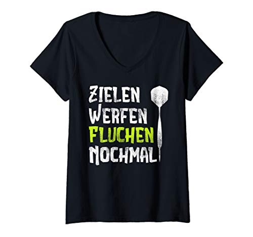 Damen Zielen Werfen Fluchen Nochmal Lustiges Dart Geschenk T-Shirt mit V-Ausschnitt Damen Zielen Werfen Fluchen Nochmal Lustiges Dart Geschenk T-Shirt mit V-Ausschnitt von Witzige Darts Fluchen Outfits